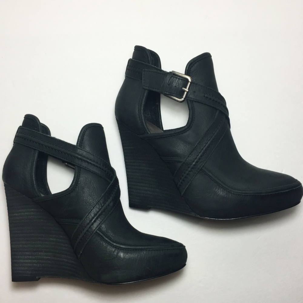HP🔥 NIB JOIE Brickhouse LEATHER Wedge Bootie w Straps - Picture 3 of 8